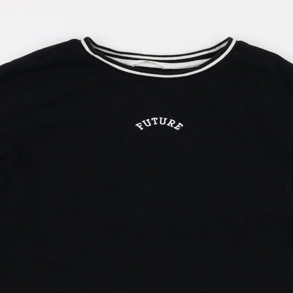 Marks and Spencer Girls Black  Cotton Pullover Sweatshirt Size 12-13 Years  Pullover - Future