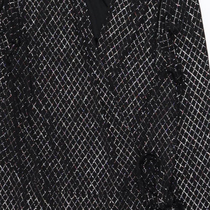 Red Herring Womens Black Check Polyester Wrap Dress  Size 10  V-Neck Tie