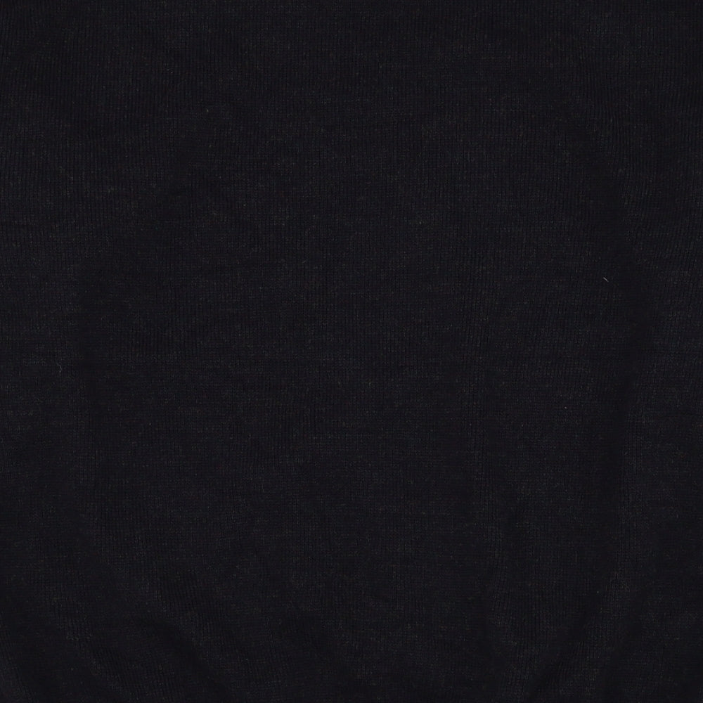 High Profile Mens Black Round Neck Check Acrylic Pullover Jumper Size S
