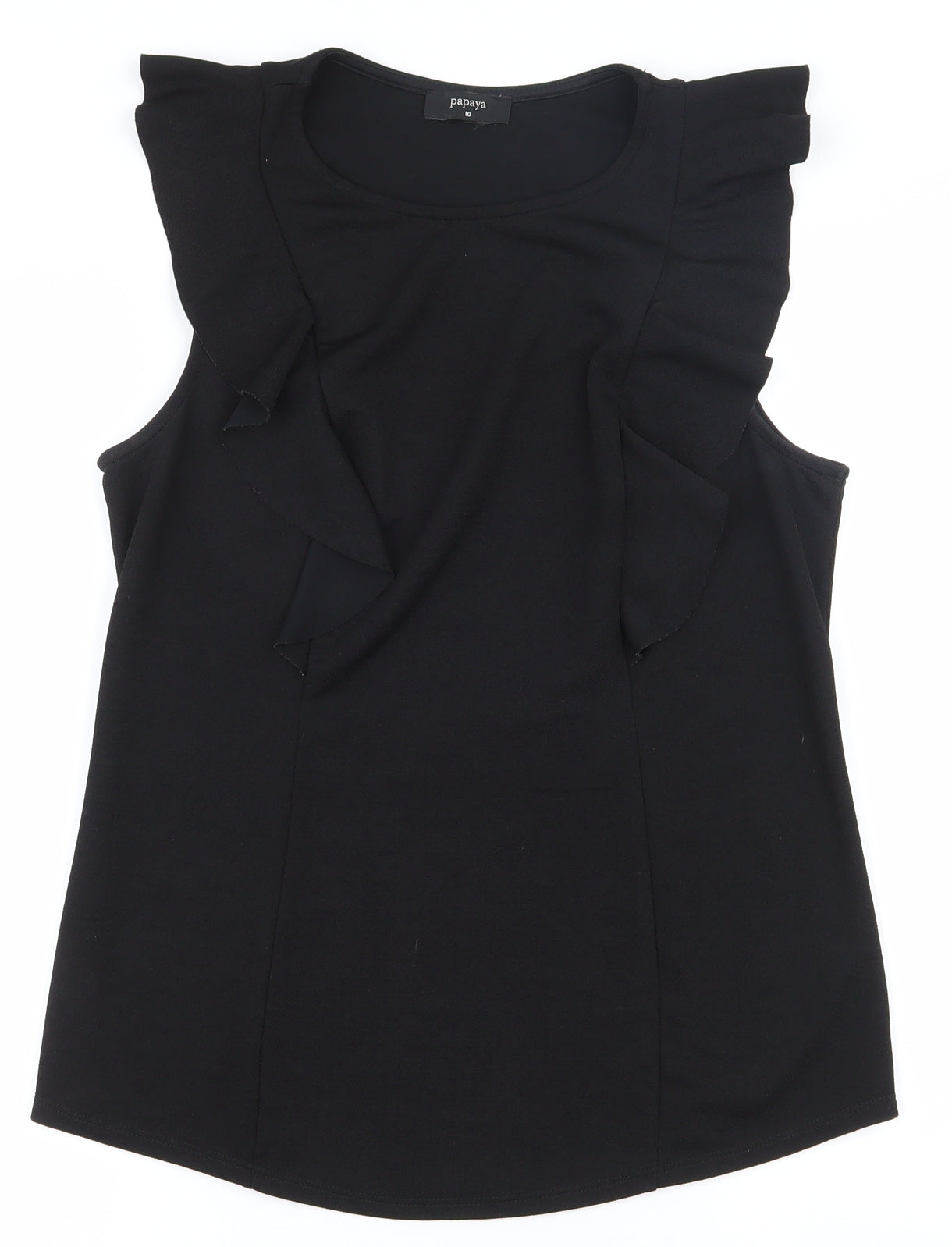 Papaya Womens Black  Polyester Basic Tank Size 10 Round Neck