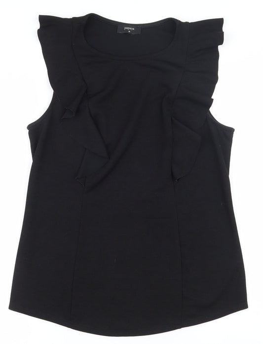 Papaya Womens Black  Polyester Basic Tank Size 10 Round Neck