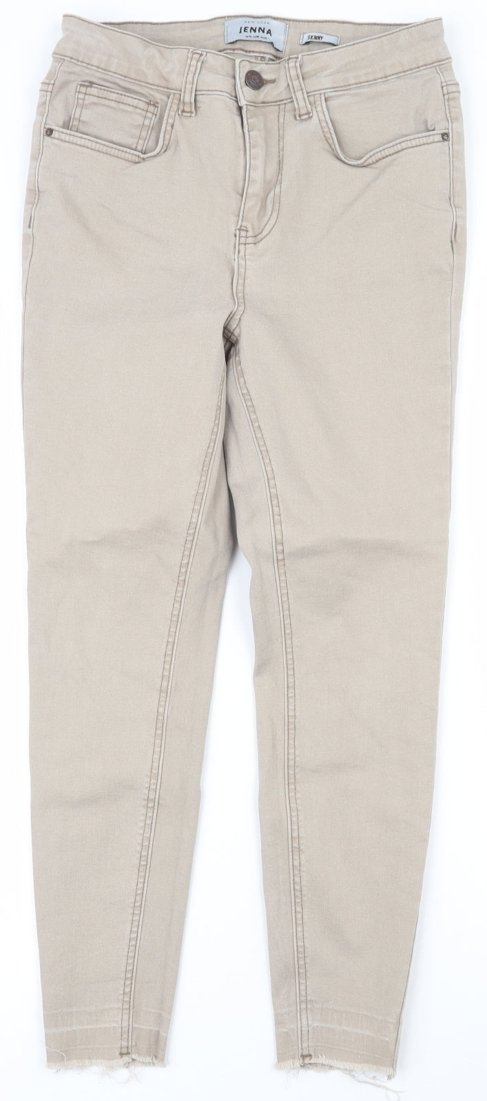 New Look Womens Beige  Cotton Skinny Jeans Size 10 L23.5 in Regular Zip
