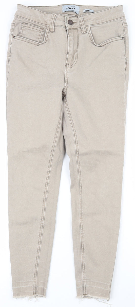 New Look Womens Beige  Cotton Skinny Jeans Size 10 L23.5 in Regular Zip