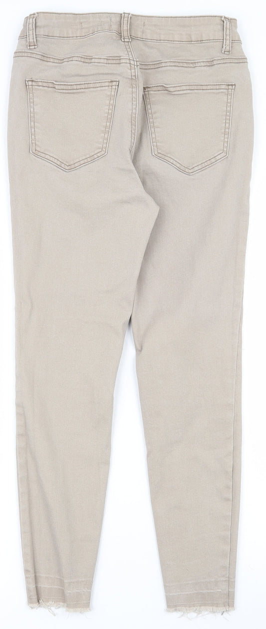 New Look Womens Beige  Cotton Skinny Jeans Size 10 L23.5 in Regular Zip