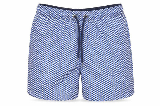 Easy Mens Blue Geometric Polyester Athletic Shorts Size S  Regular Drawstring