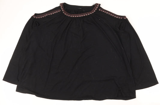 George Womens Black  Polyester Basic T-Shirt Size 18 Round Neck