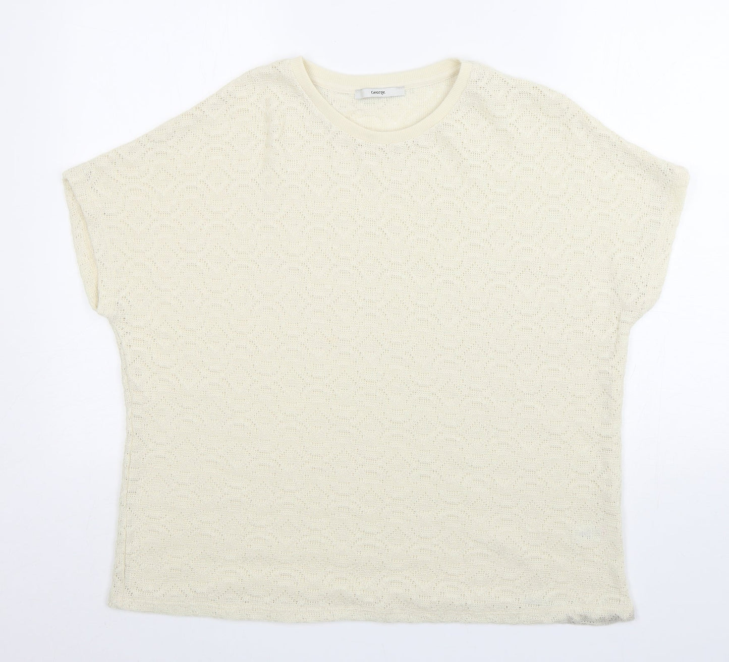 George Womens Ivory Round Neck  Polyester Pullover Jumper Size 14