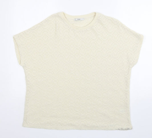 George Womens Ivory Round Neck  Polyester Pullover Jumper Size 14