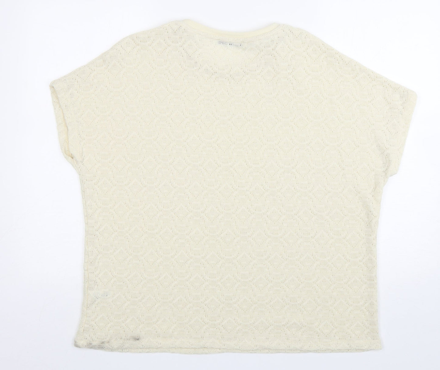 George Womens Ivory Round Neck  Polyester Pullover Jumper Size 14