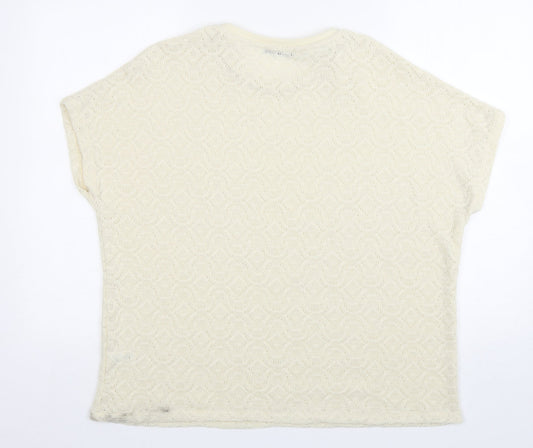 George Womens Ivory Round Neck  Polyester Pullover Jumper Size 14