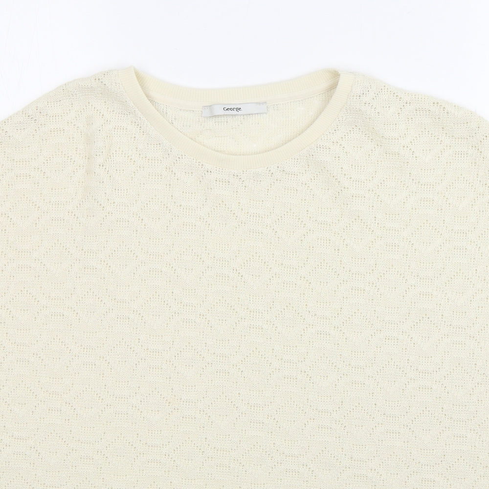 George Womens Ivory Round Neck  Polyester Pullover Jumper Size 14