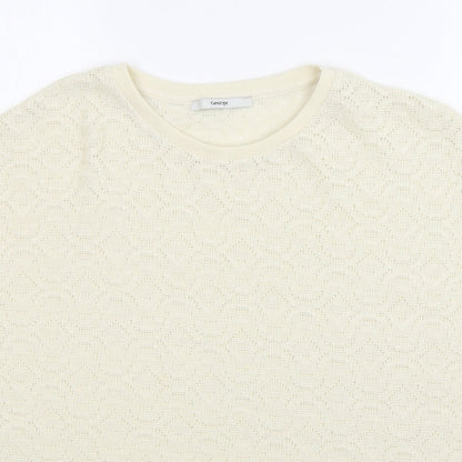George Womens Ivory Round Neck  Polyester Pullover Jumper Size 14