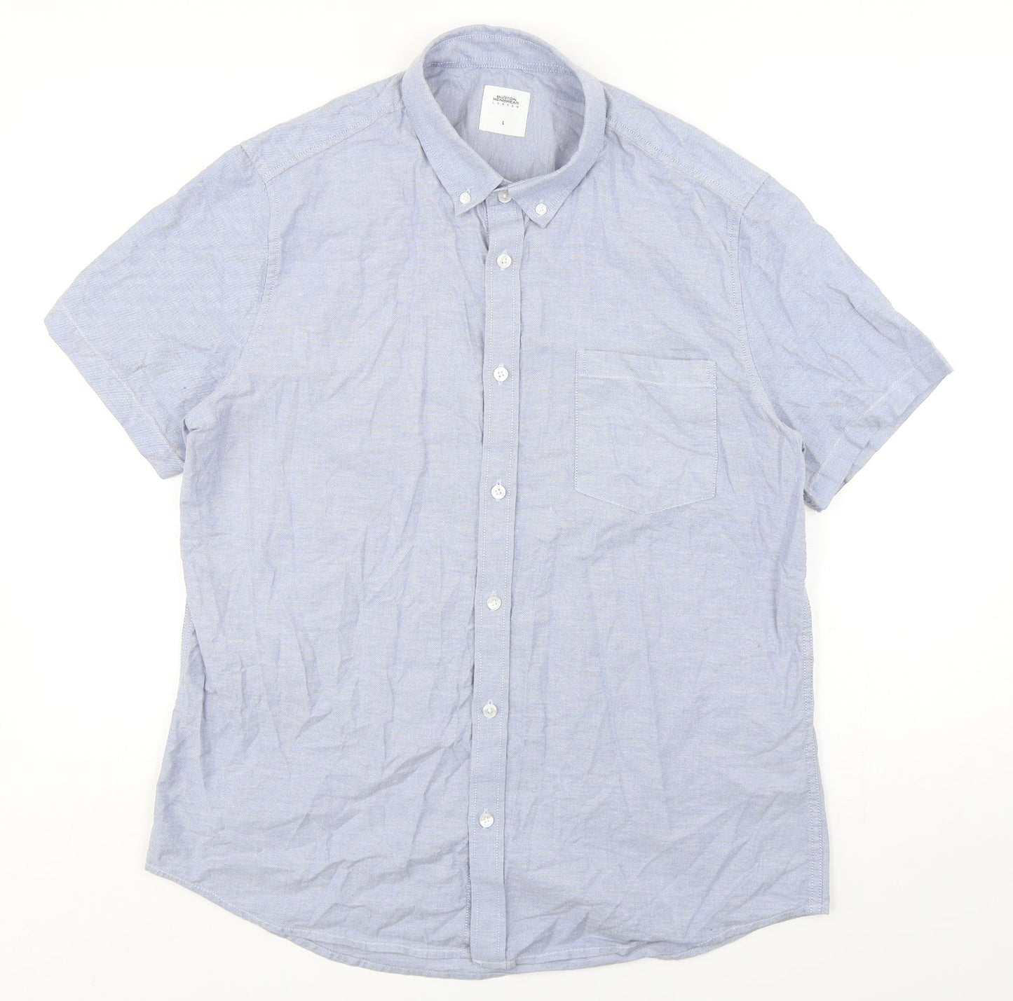 Mens UK Size L Burton Blue  Button-Up Short Sleeve Casual Shirt
