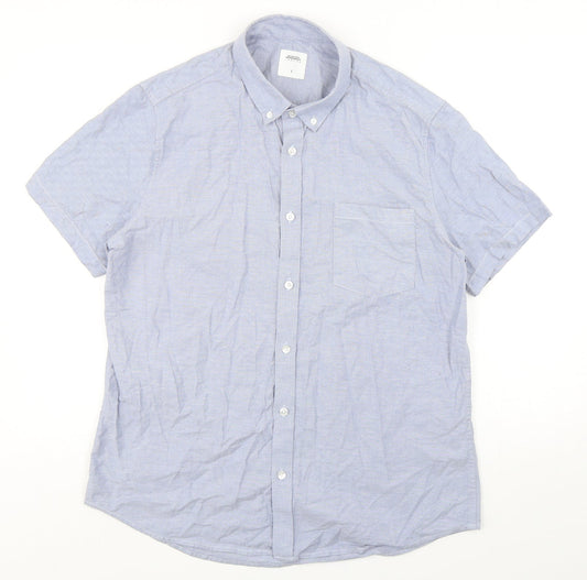 Mens UK Size L Burton Blue  Button-Up Short Sleeve Casual Shirt