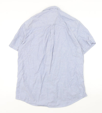 Mens UK Size L Burton Blue  Button-Up Short Sleeve Casual Shirt