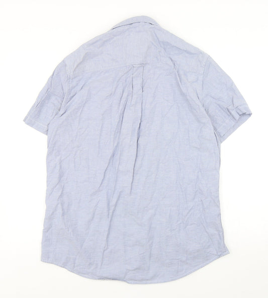Mens UK Size L Burton Blue  Button-Up Short Sleeve Casual Shirt