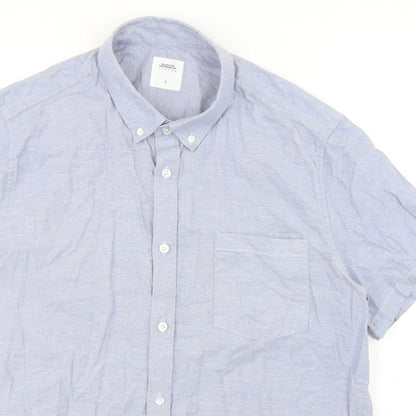 Mens UK Size L Burton Blue  Button-Up Short Sleeve Casual Shirt
