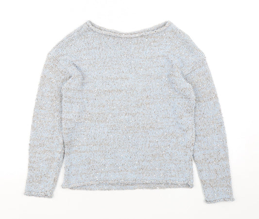 George Womens Blue Round Neck  Polyester Pullover Jumper Size 8