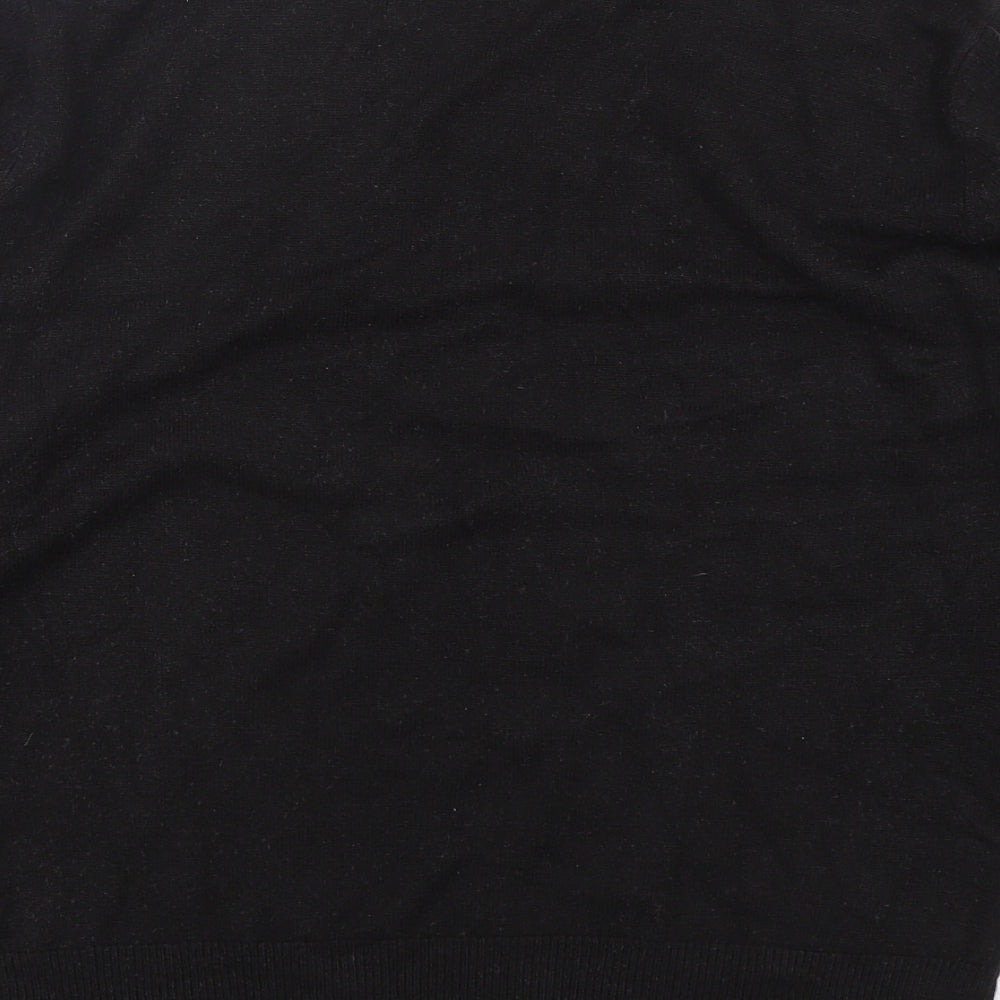 M&Co Womens Black V-Neck  Acrylic Pullover Jumper Size L