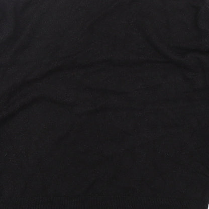 M&Co Womens Black V-Neck  Acrylic Pullover Jumper Size L