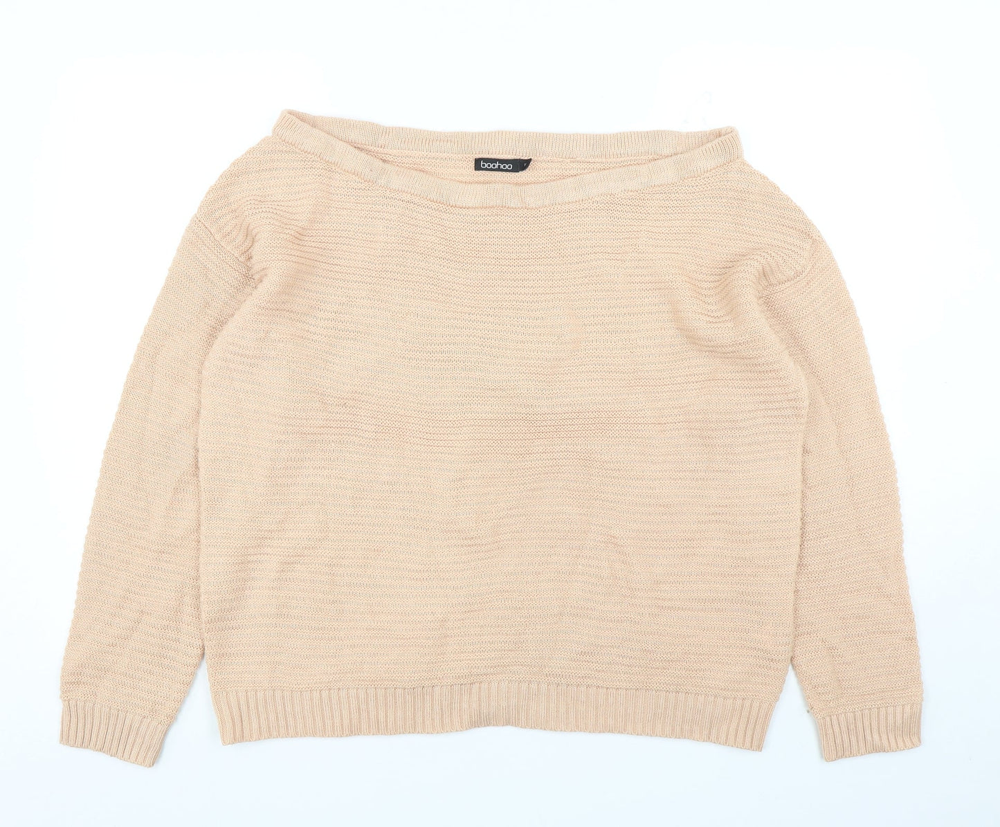 Boohoo Womens Orange Boat Neck  Acrylic Pullover Jumper Size M