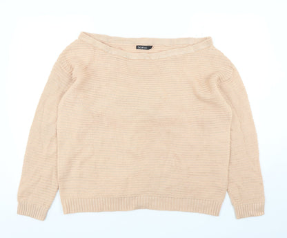 Boohoo Womens Orange Boat Neck  Acrylic Pullover Jumper Size M