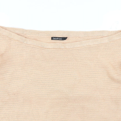 Boohoo Womens Orange Boat Neck  Acrylic Pullover Jumper Size M