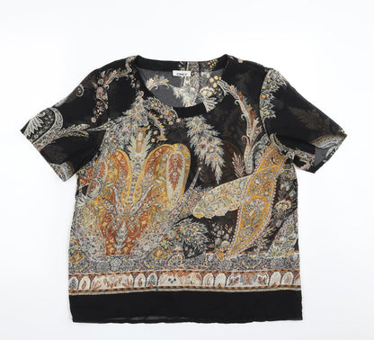 Only Womens Black Paisley Polyester Basic Blouse Size 12 Scoop Neck