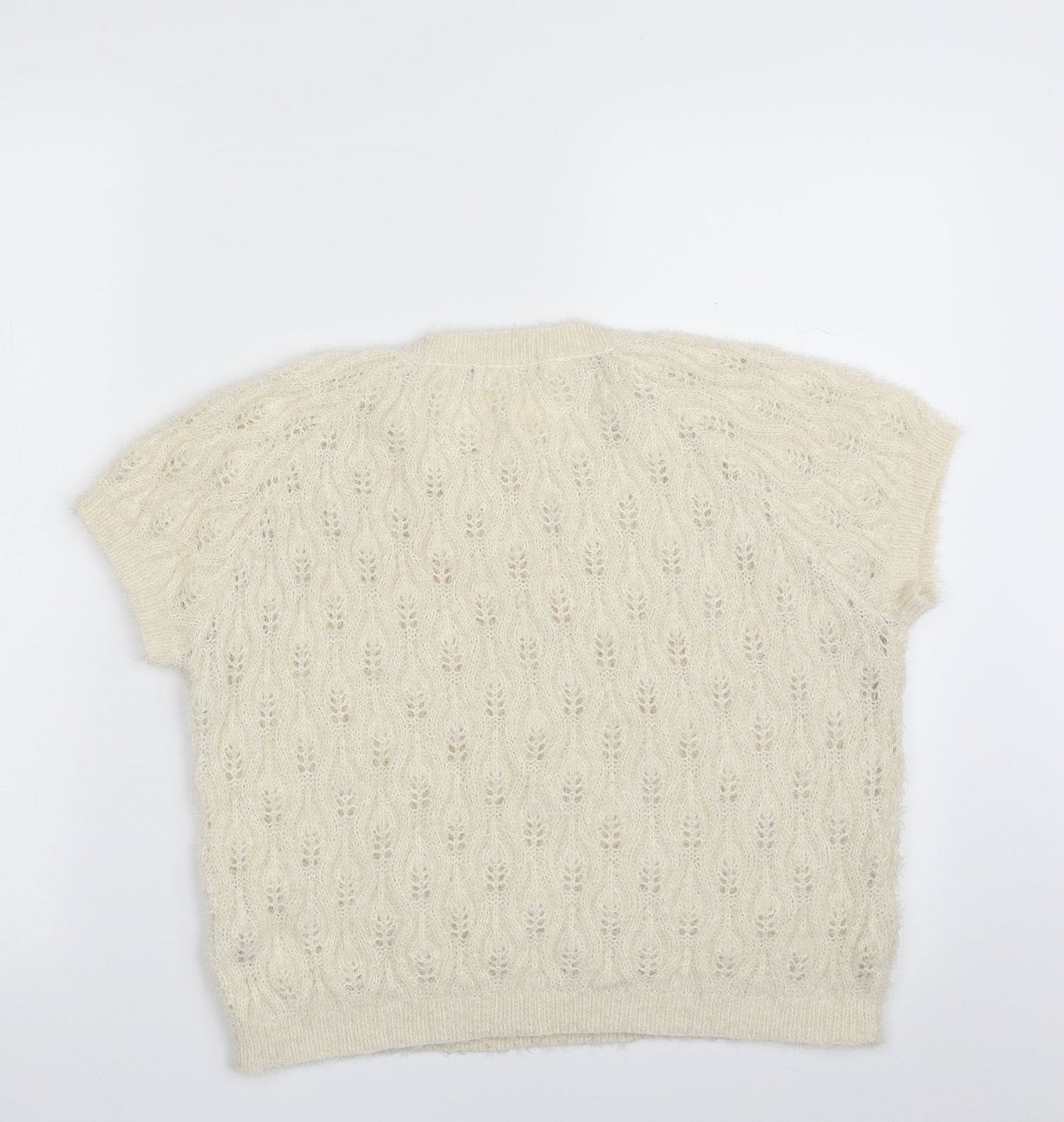 George Womens Ivory Round Neck Geometric Polyester Vest Jumper Size 12