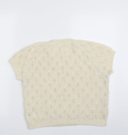 George Womens Ivory Round Neck Geometric Polyester Vest Jumper Size 12