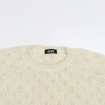 George Womens Ivory Round Neck Geometric Polyester Vest Jumper Size 12