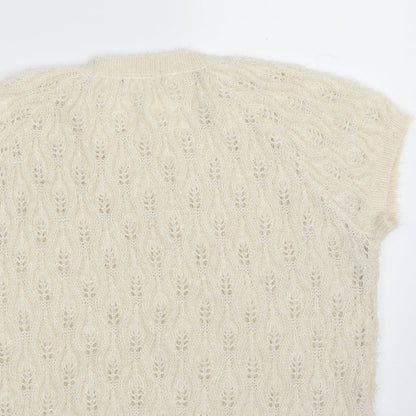 George Womens Ivory Round Neck Geometric Polyester Vest Jumper Size 12