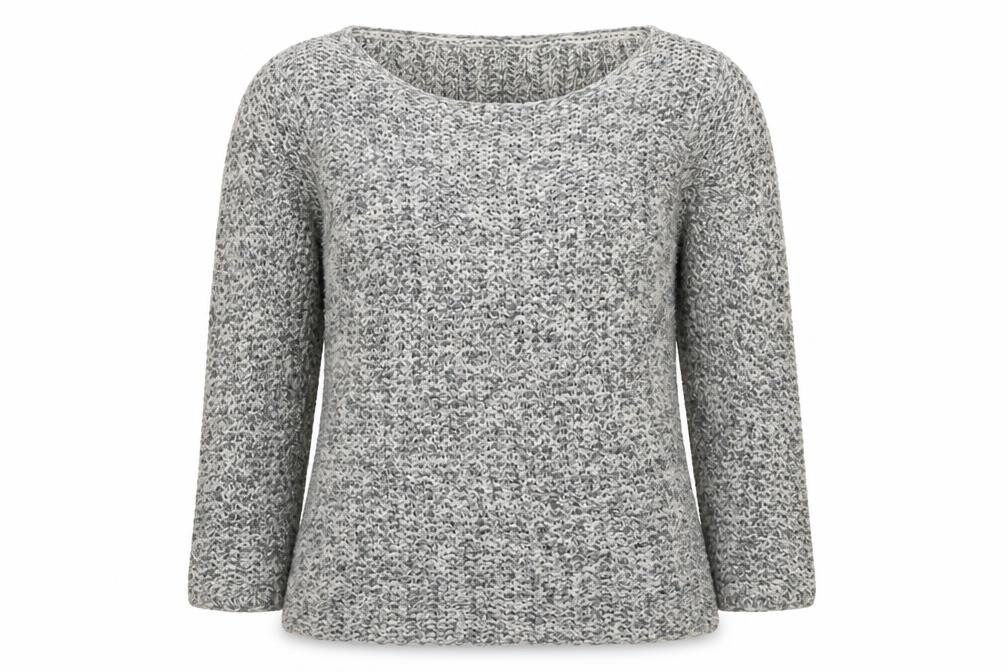 Front view of Papaya women’s grey boat neck cotton jumper, size S