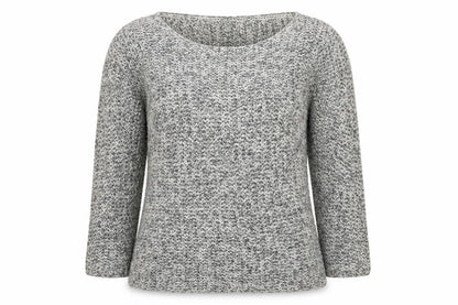 Front view of Papaya women’s grey boat neck cotton jumper, size S
