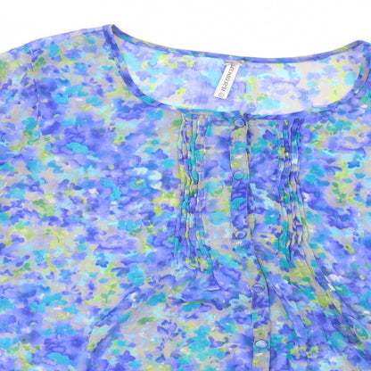 Ze-Ze Concept Womens Beige Floral Polyester Tunic Blouse Size XL Scoop Neck