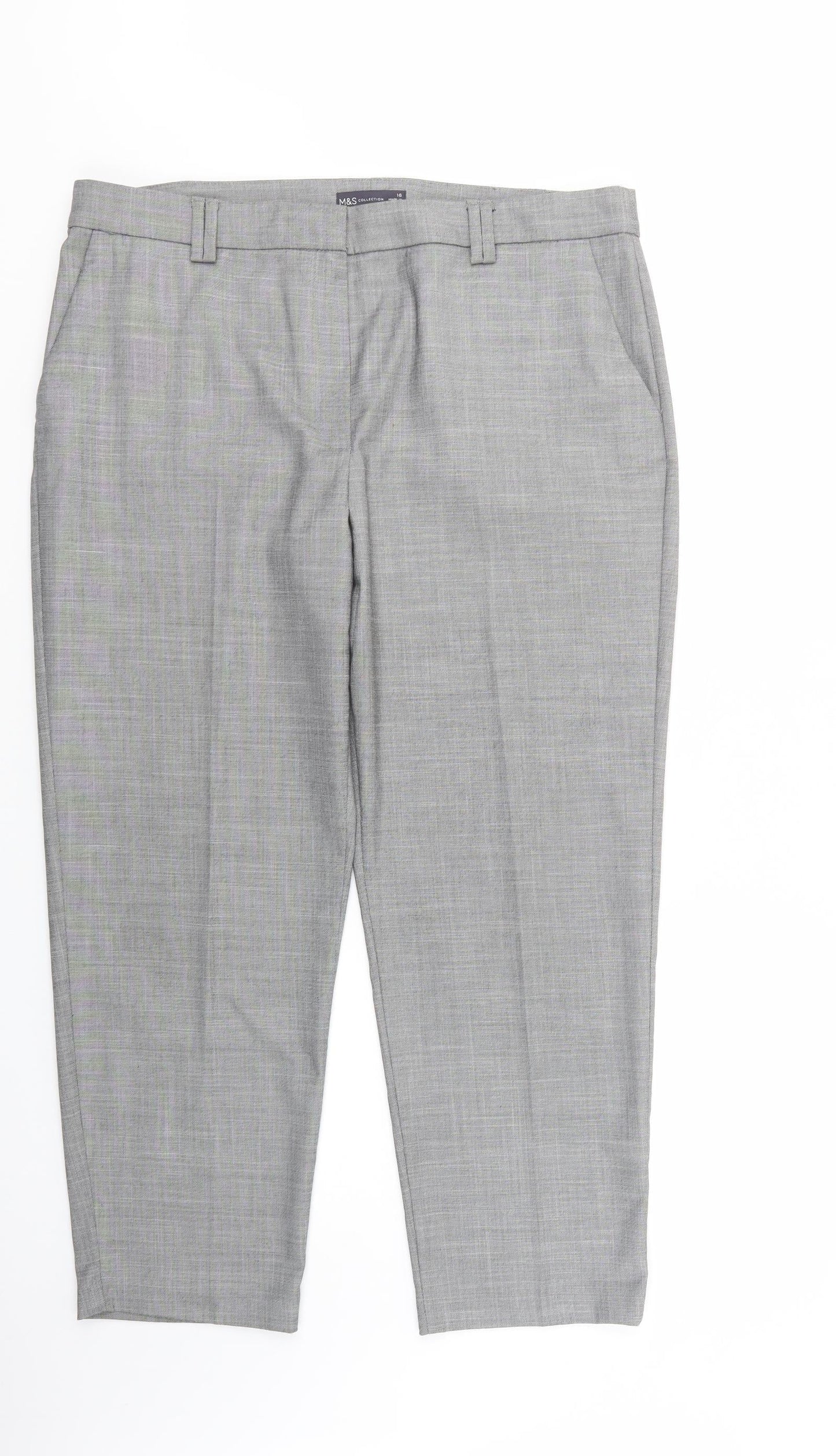 Womens UK Size 16 Marks and Spencer Regular Fit Dress Pants Grey Trousers