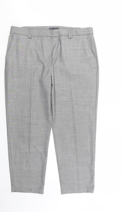 Womens UK Size 16 Marks and Spencer Regular Fit Dress Pants Grey Trousers