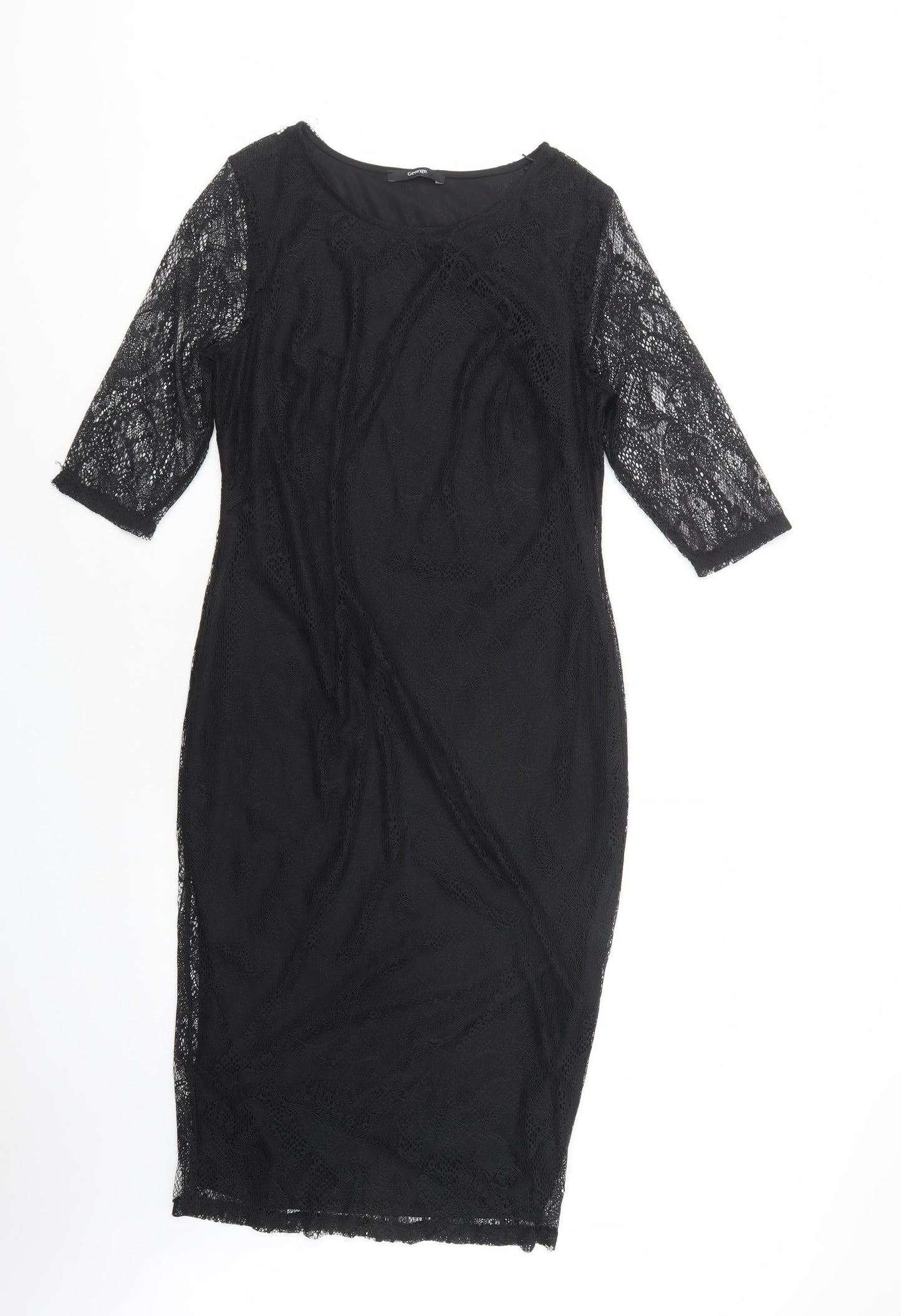 George Womens Black  Polyester Bodycon  Size 12  Boat Neck Pullover