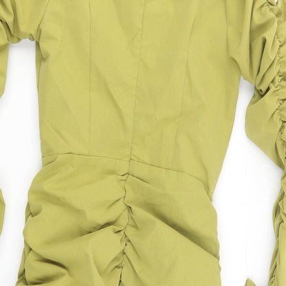 PRETTYLITTLETHING Womens Green  Polyester Bodycon  Size 8  Crew Neck Zip