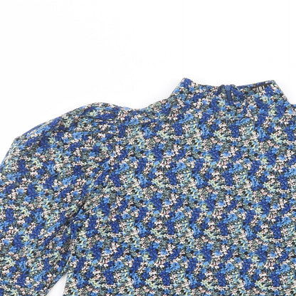 Womens UK Size 8 Girl In Mind Blue Basic Blouse