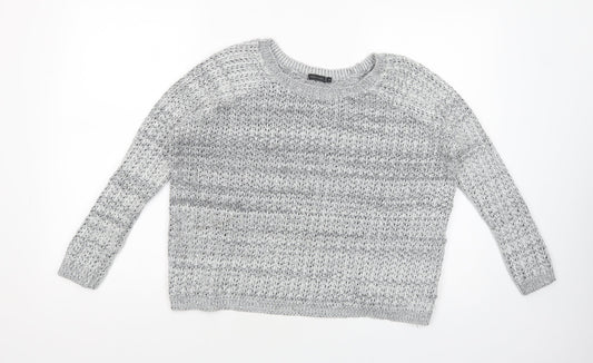 River Island Womens Grey Boat Neck  Cotton Pullover Jumper Size 12