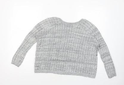 River Island Womens Grey Boat Neck  Cotton Pullover Jumper Size 12