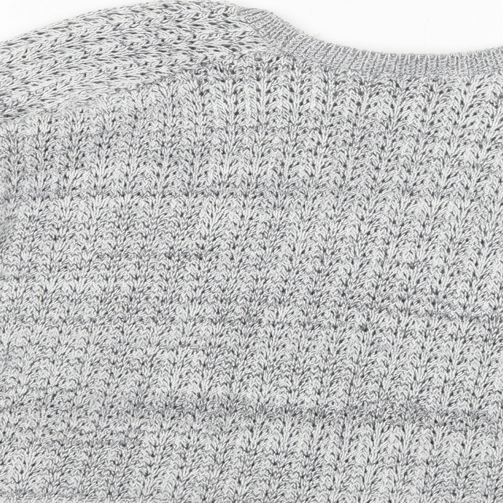 River Island Womens Grey Boat Neck  Cotton Pullover Jumper Size 12