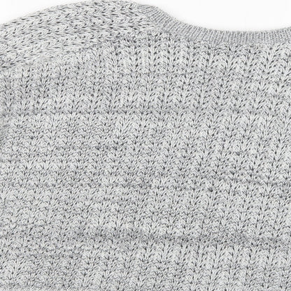 River Island Womens Grey Boat Neck  Cotton Pullover Jumper Size 12