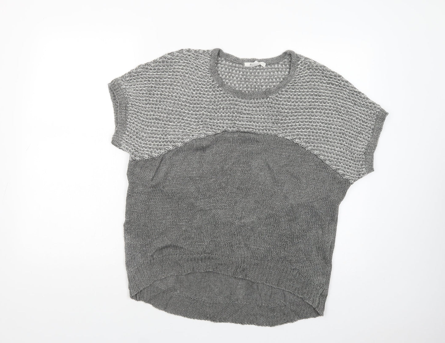 Duffy Womens Grey Scoop Neck  Linen Pullover Jumper Size S