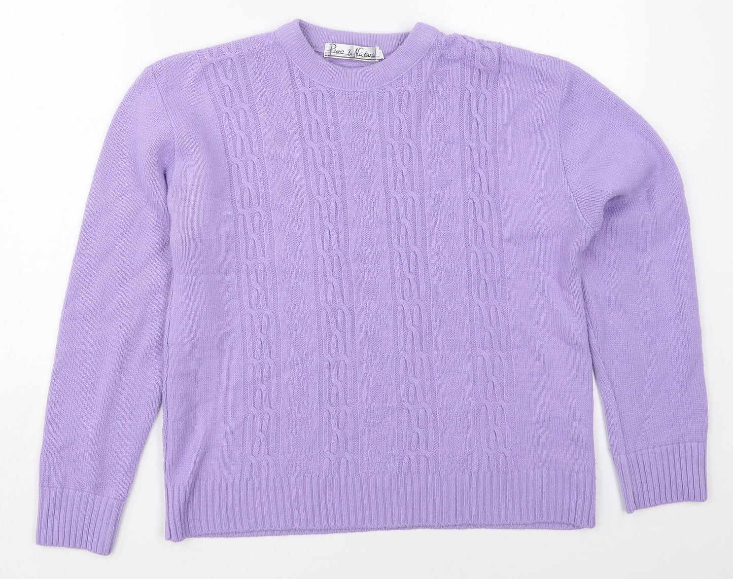 Womens UK Size M Pure & Natural Purple Pullover Jumper