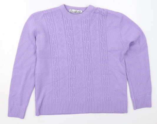 Womens UK Size M Pure & Natural Purple Pullover Jumper