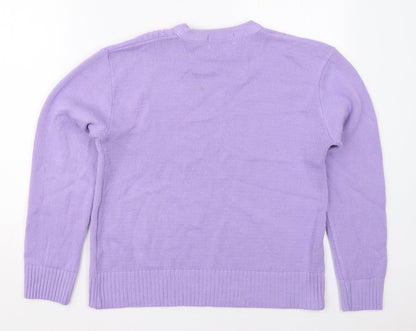 Womens UK Size M Pure & Natural Purple Pullover Jumper