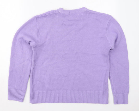 Womens UK Size M Pure & Natural Purple Pullover Jumper