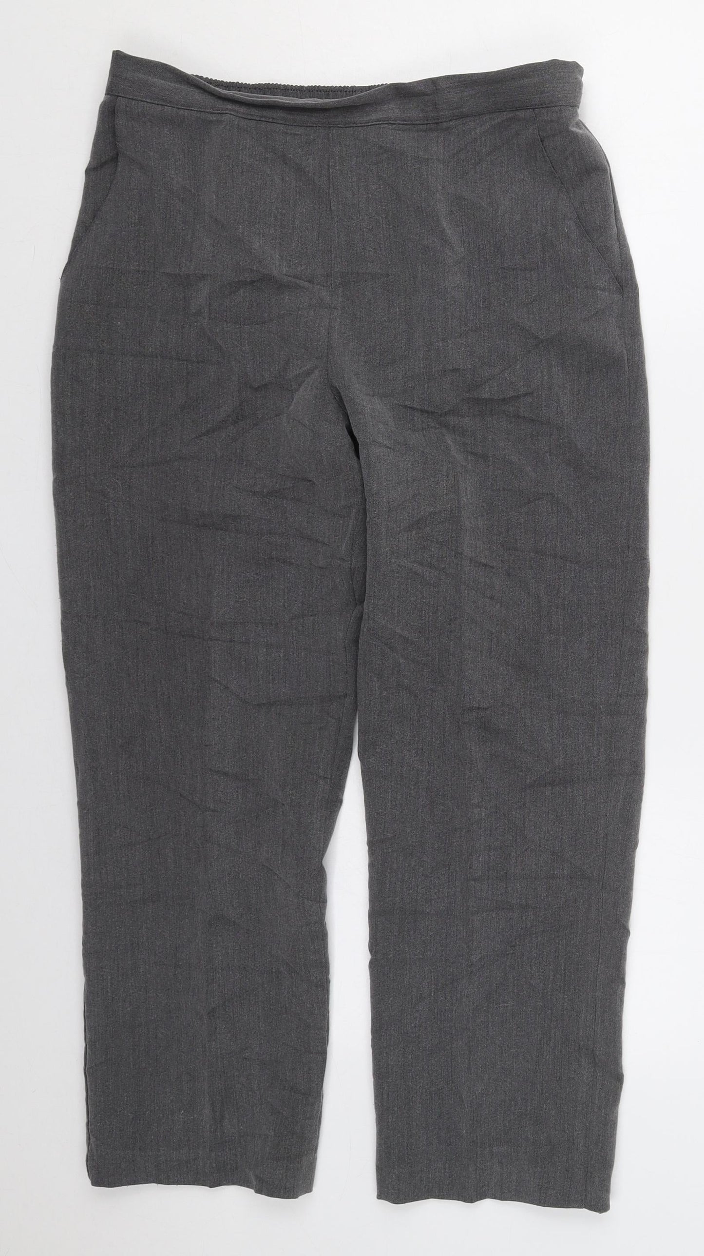 Pinns Womens Grey  Polyester Trousers  Size 12 L24.5 in Regular